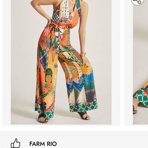 FARM Rio Red and Orange Tropical Jumpsuit